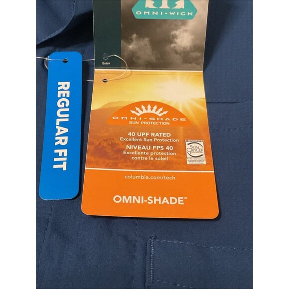 Columbia Tamiami NWT PFG Large SS Shirt Button Down Polyester Blue - Picture 5 of 6